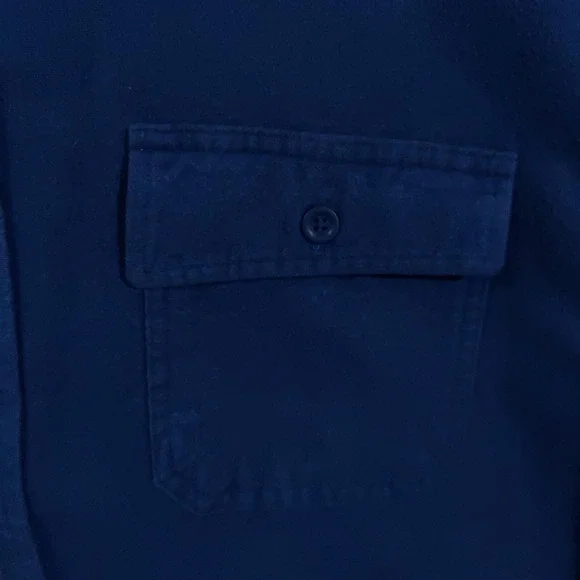 L.L. Bean Shirt Mens 2XL Blue Flannel Chamois Cloth Long Sleeve Shacket Heavy - Picture 9 of 13